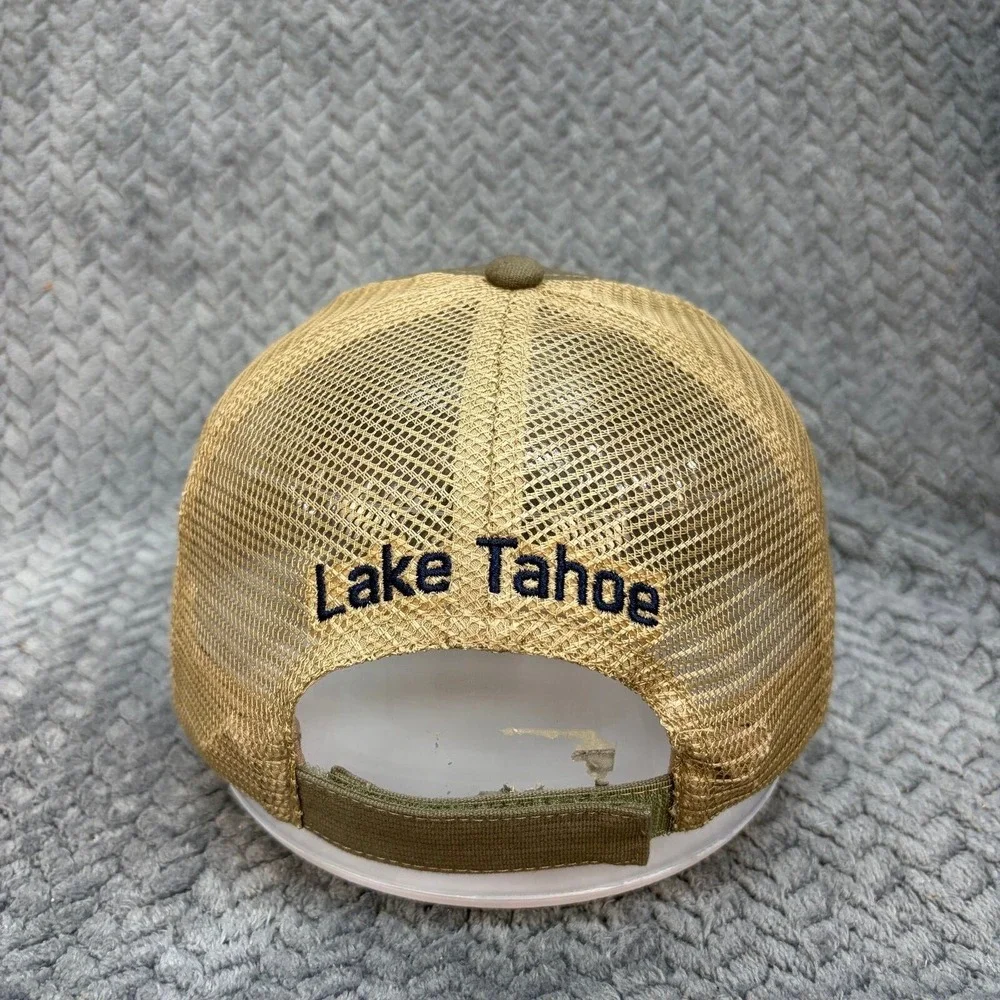 Base Level Lake Tahoe Trucker Hat Olive Green Tan Mesh Back Adjustable Cap